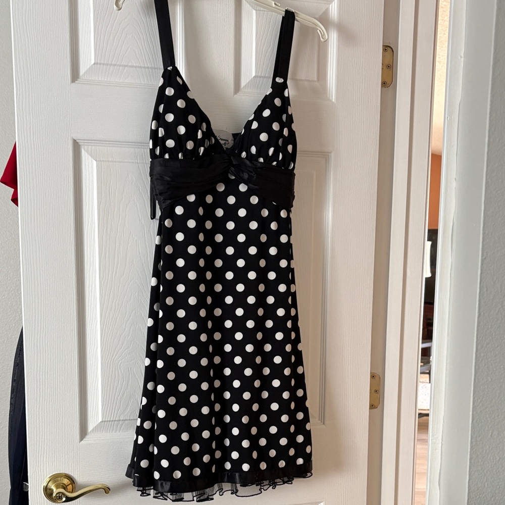 Elegant Black and White Polka Dot Dress